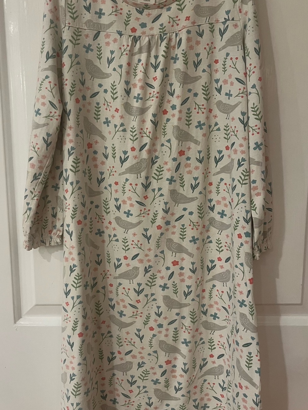 Mini Boden Cream Nightgown with Bird & Floral Print